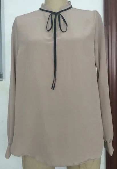 16mm 100% Silk CDC Sand-Washed Tie-Neck Blouse