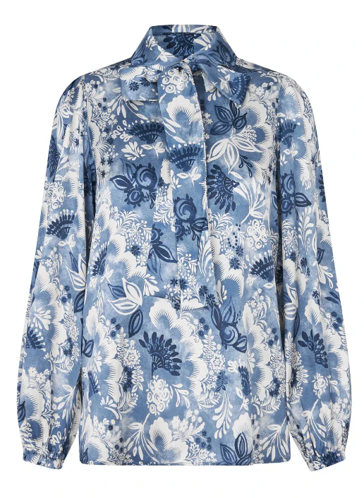 16mm 92% Silk 8% Elastane Twill Floral Print Blouse